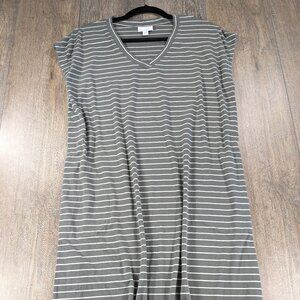 J. Jill Gray and White Striped Midi Dress